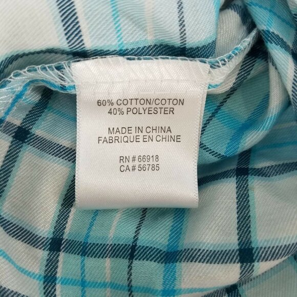 Sahara Club Mens Button Front Shirt Blue White Plaid Flap Pockets Collar 3XL New - Picture 7 of 8